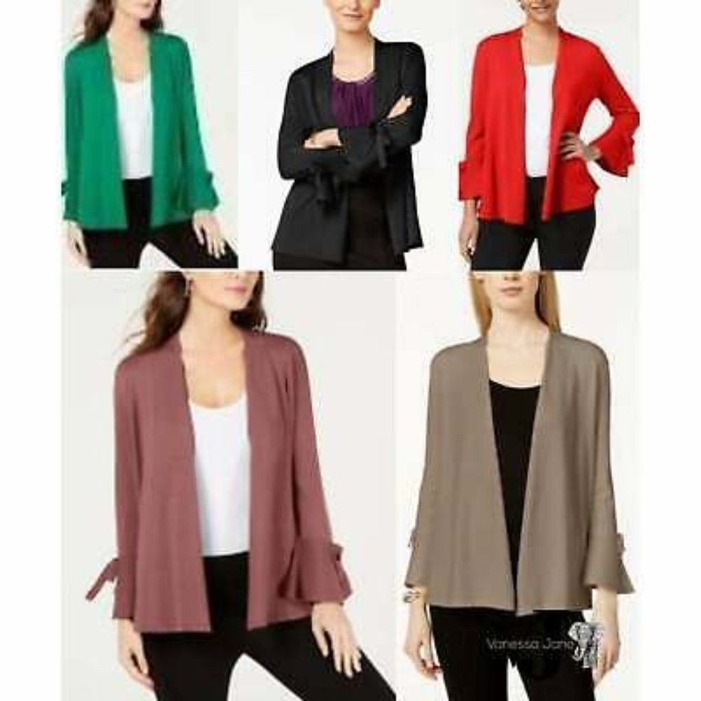 ALFANI Tie-Sleeve Cardigan, Choose Sz/Color